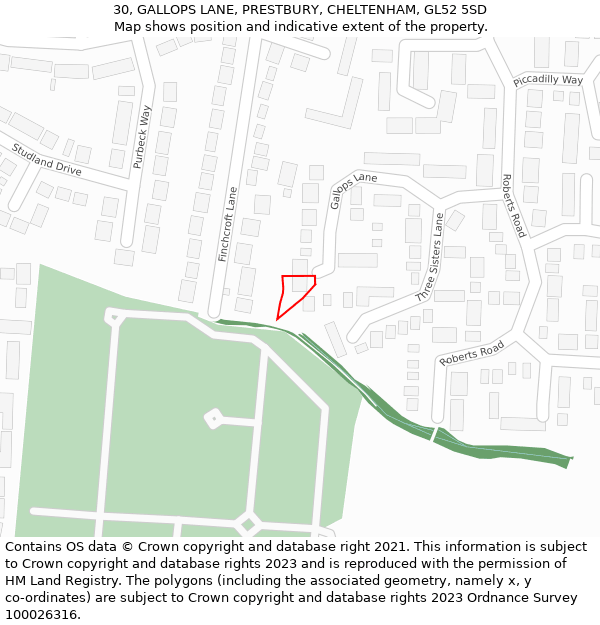 30, GALLOPS LANE, PRESTBURY, CHELTENHAM, GL52 5SD: Location map and indicative extent of plot