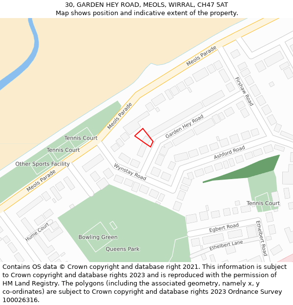30, GARDEN HEY ROAD, MEOLS, WIRRAL, CH47 5AT: Location map and indicative extent of plot