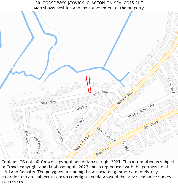 30, GORSE WAY, JAYWICK, CLACTON-ON-SEA, CO15 2HT: Location map and indicative extent of plot