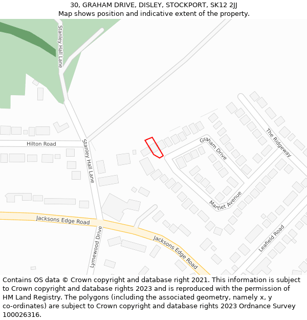 30, GRAHAM DRIVE, DISLEY, STOCKPORT, SK12 2JJ: Location map and indicative extent of plot