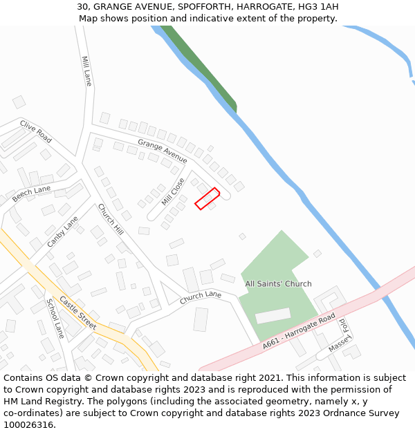 30, GRANGE AVENUE, SPOFFORTH, HARROGATE, HG3 1AH: Location map and indicative extent of plot