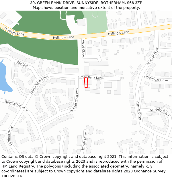 30, GREEN BANK DRIVE, SUNNYSIDE, ROTHERHAM, S66 3ZP: Location map and indicative extent of plot