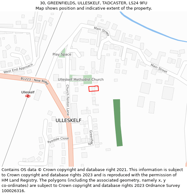 30, GREENFIELDS, ULLESKELF, TADCASTER, LS24 9FU: Location map and indicative extent of plot