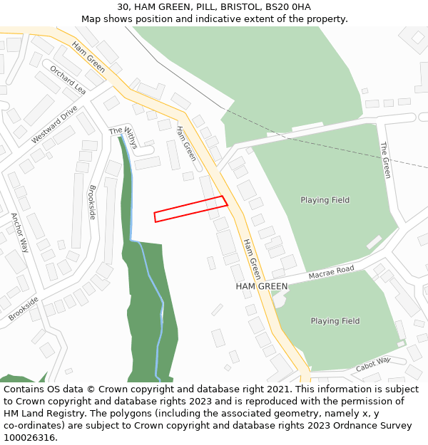 30, HAM GREEN, PILL, BRISTOL, BS20 0HA: Location map and indicative extent of plot