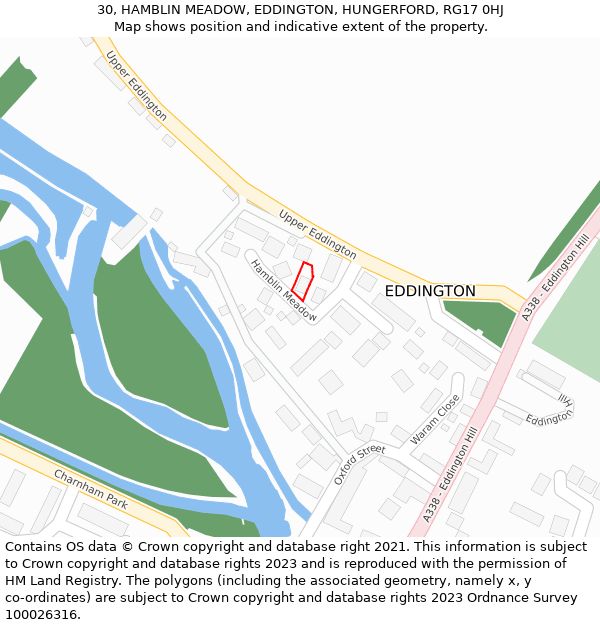 30, HAMBLIN MEADOW, EDDINGTON, HUNGERFORD, RG17 0HJ: Location map and indicative extent of plot