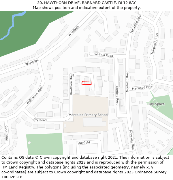 30, HAWTHORN DRIVE, BARNARD CASTLE, DL12 8AY: Location map and indicative extent of plot