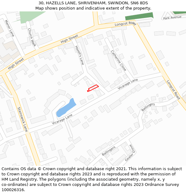 30, HAZELLS LANE, SHRIVENHAM, SWINDON, SN6 8DS: Location map and indicative extent of plot