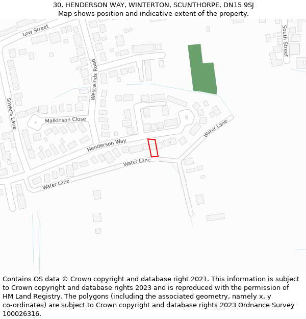 30, HENDERSON WAY, WINTERTON, SCUNTHORPE, DN15 9SJ: Location map and indicative extent of plot