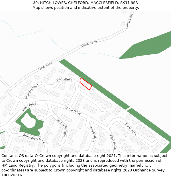 30, HITCH LOWES, CHELFORD, MACCLESFIELD, SK11 9SR: Location map and indicative extent of plot