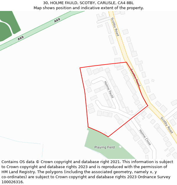 30, HOLME FAULD, SCOTBY, CARLISLE, CA4 8BL: Location map and indicative extent of plot