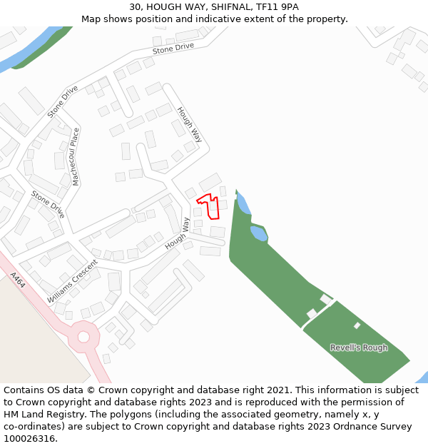 30, HOUGH WAY, SHIFNAL, TF11 9PA: Location map and indicative extent of plot