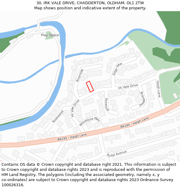 30, IRK VALE DRIVE, CHADDERTON, OLDHAM, OL1 2TW: Location map and indicative extent of plot