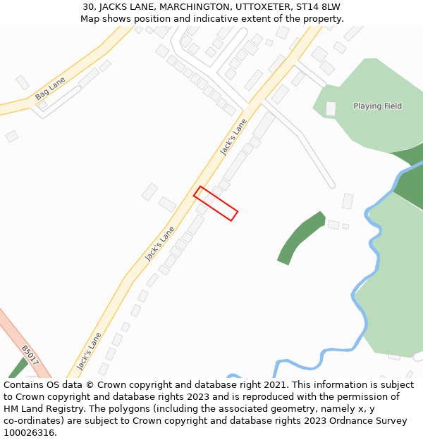 30, JACKS LANE, MARCHINGTON, UTTOXETER, ST14 8LW: Location map and indicative extent of plot