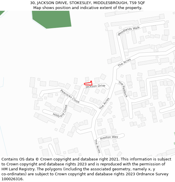 30, JACKSON DRIVE, STOKESLEY, MIDDLESBROUGH, TS9 5QF: Location map and indicative extent of plot