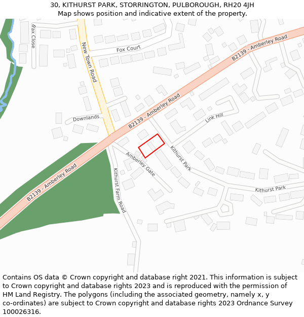 30, KITHURST PARK, STORRINGTON, PULBOROUGH, RH20 4JH: Location map and indicative extent of plot