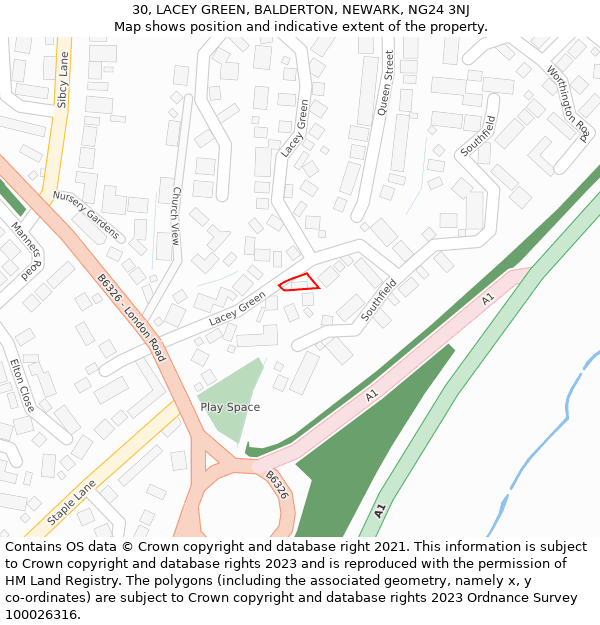 30, LACEY GREEN, BALDERTON, NEWARK, NG24 3NJ: Location map and indicative extent of plot