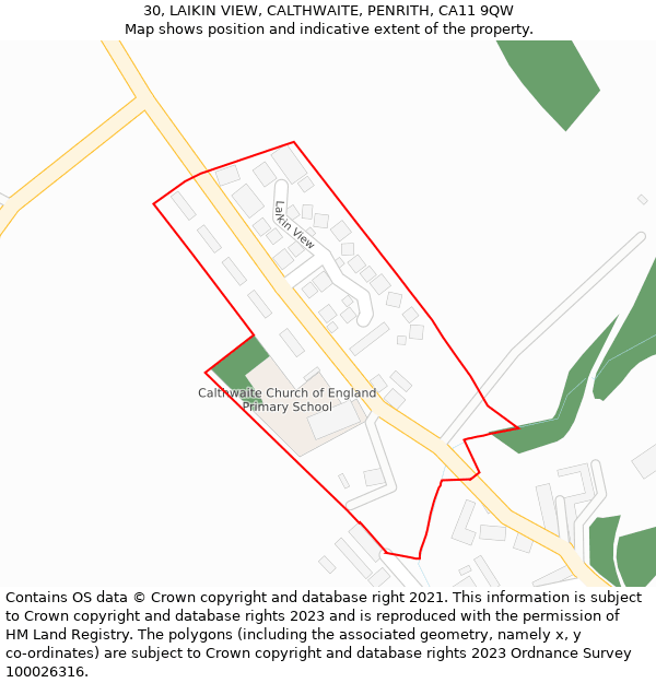 30, LAIKIN VIEW, CALTHWAITE, PENRITH, CA11 9QW: Location map and indicative extent of plot