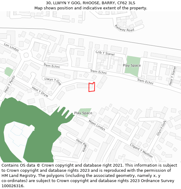 30, LLWYN Y GOG, RHOOSE, BARRY, CF62 3LS: Location map and indicative extent of plot