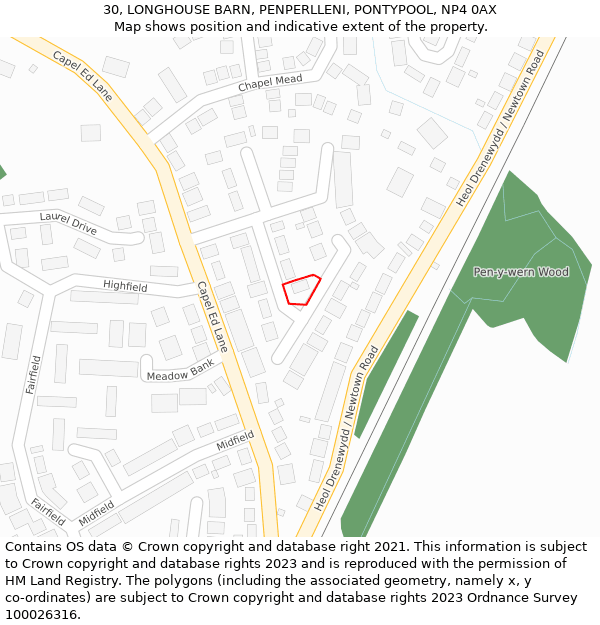 30, LONGHOUSE BARN, PENPERLLENI, PONTYPOOL, NP4 0AX: Location map and indicative extent of plot