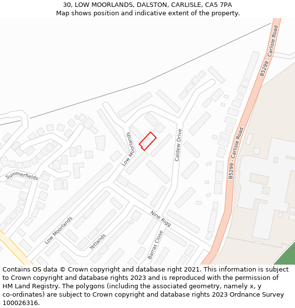 30, LOW MOORLANDS, DALSTON, CARLISLE, CA5 7PA: Location map and indicative extent of plot