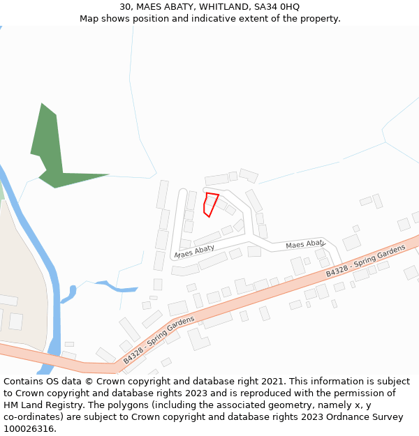 30, MAES ABATY, WHITLAND, SA34 0HQ: Location map and indicative extent of plot