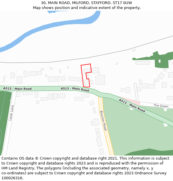 30, MAIN ROAD, MILFORD, STAFFORD, ST17 0UW: Location map and indicative extent of plot