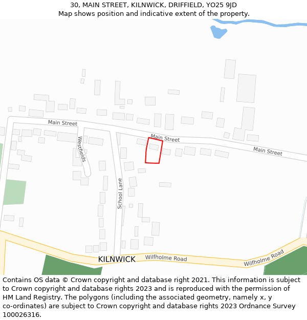 30, MAIN STREET, KILNWICK, DRIFFIELD, YO25 9JD: Location map and indicative extent of plot