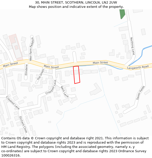 30, MAIN STREET, SCOTHERN, LINCOLN, LN2 2UW: Location map and indicative extent of plot