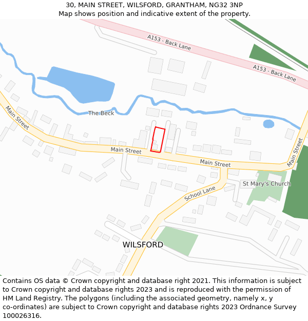 30, MAIN STREET, WILSFORD, GRANTHAM, NG32 3NP: Location map and indicative extent of plot