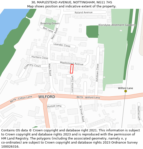 30, MAPLESTEAD AVENUE, NOTTINGHAM, NG11 7AS: Location map and indicative extent of plot