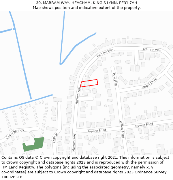 30, MARRAM WAY, HEACHAM, KING'S LYNN, PE31 7AH: Location map and indicative extent of plot