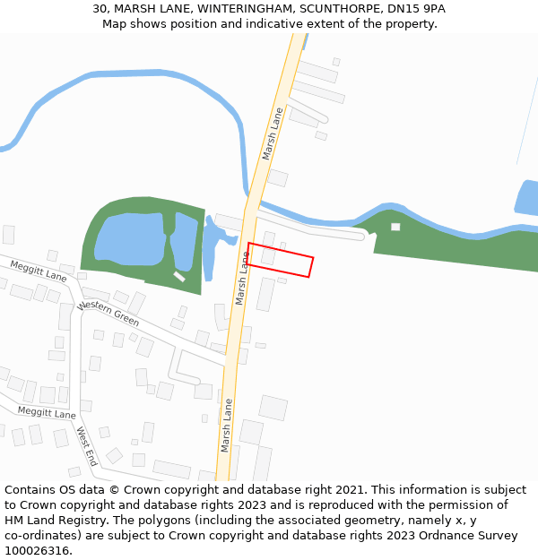 30, MARSH LANE, WINTERINGHAM, SCUNTHORPE, DN15 9PA: Location map and indicative extent of plot