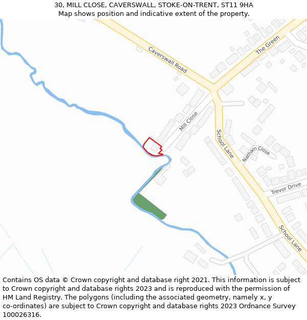 30, MILL CLOSE, CAVERSWALL, STOKE-ON-TRENT, ST11 9HA: Location map and indicative extent of plot