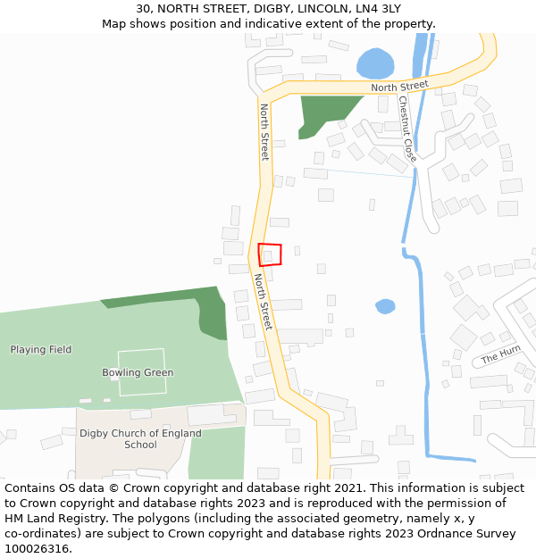 30, NORTH STREET, DIGBY, LINCOLN, LN4 3LY: Location map and indicative extent of plot