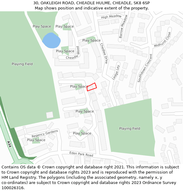 30, OAKLEIGH ROAD, CHEADLE HULME, CHEADLE, SK8 6SP: Location map and indicative extent of plot