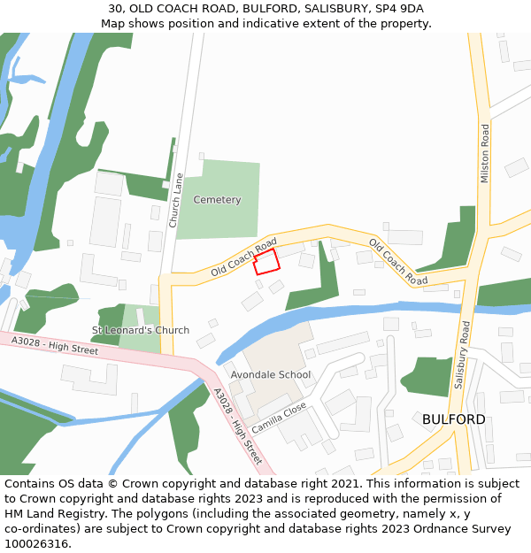 30, OLD COACH ROAD, BULFORD, SALISBURY, SP4 9DA: Location map and indicative extent of plot