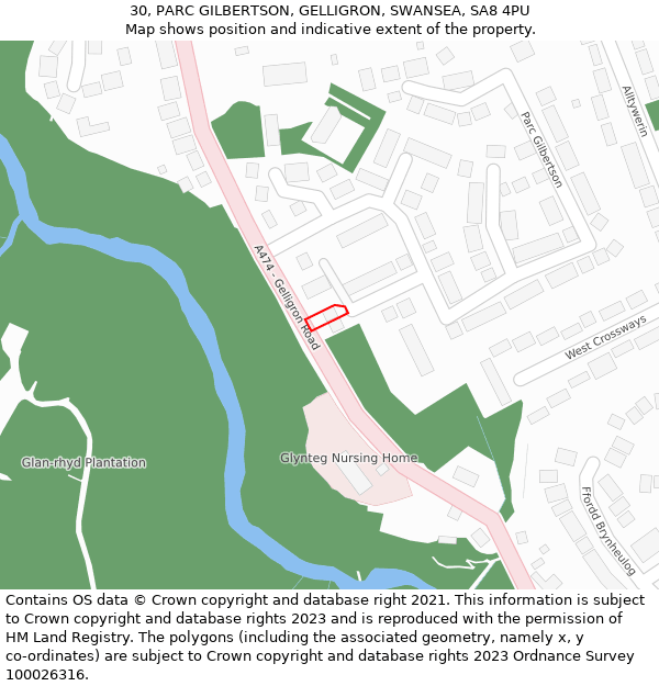 30, PARC GILBERTSON, GELLIGRON, SWANSEA, SA8 4PU: Location map and indicative extent of plot