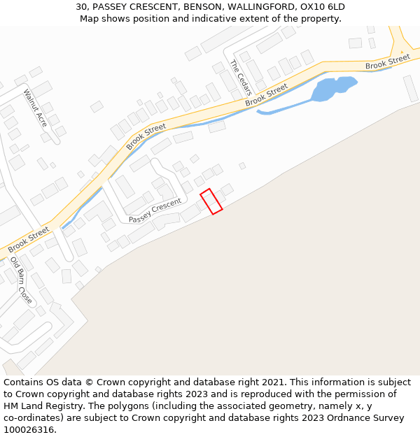 30, PASSEY CRESCENT, BENSON, WALLINGFORD, OX10 6LD: Location map and indicative extent of plot