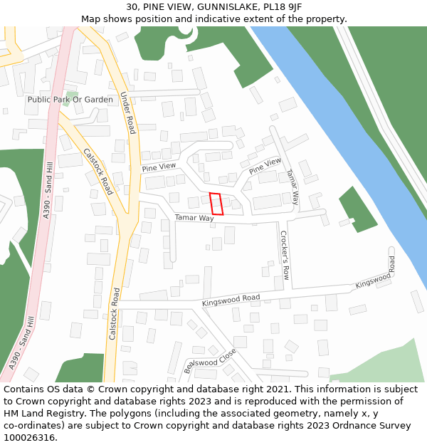 30, PINE VIEW, GUNNISLAKE, PL18 9JF: Location map and indicative extent of plot