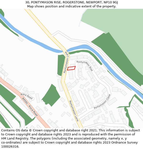 30, PONTYMASON RISE, ROGERSTONE, NEWPORT, NP10 9GJ: Location map and indicative extent of plot