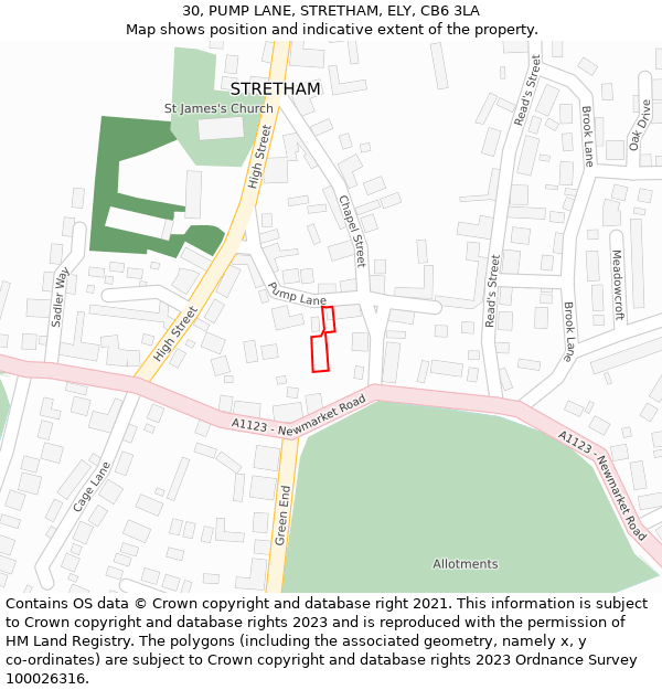 30, PUMP LANE, STRETHAM, ELY, CB6 3LA: Location map and indicative extent of plot