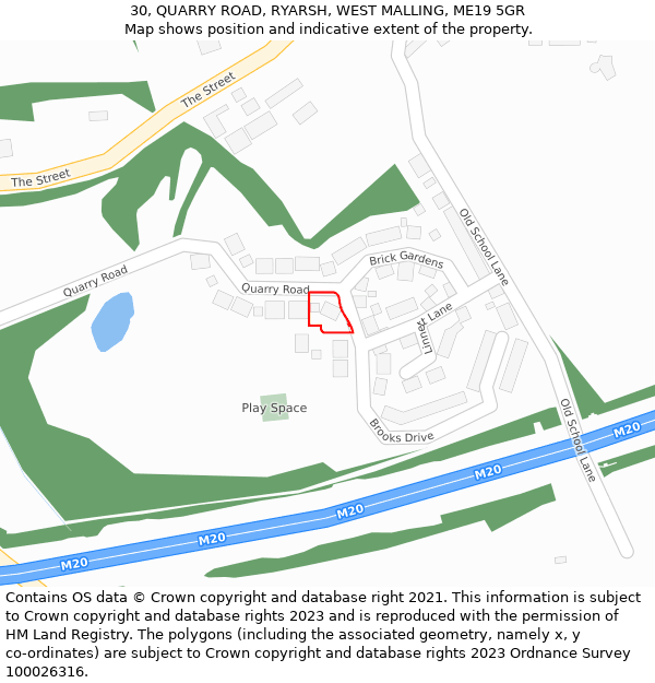 30, QUARRY ROAD, RYARSH, WEST MALLING, ME19 5GR: Location map and indicative extent of plot