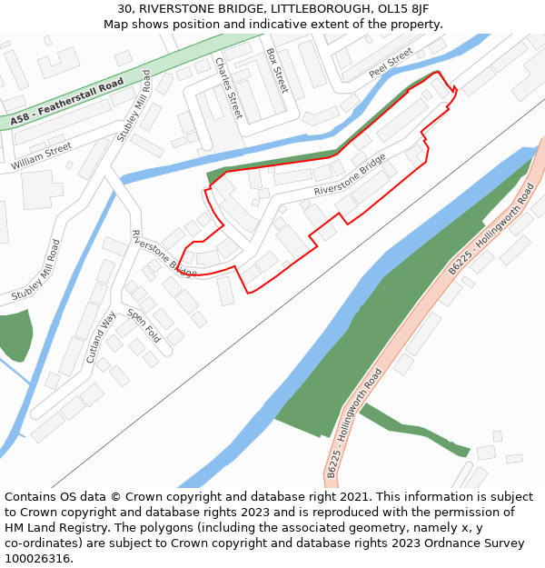 30, RIVERSTONE BRIDGE, LITTLEBOROUGH, OL15 8JF: Location map and indicative extent of plot