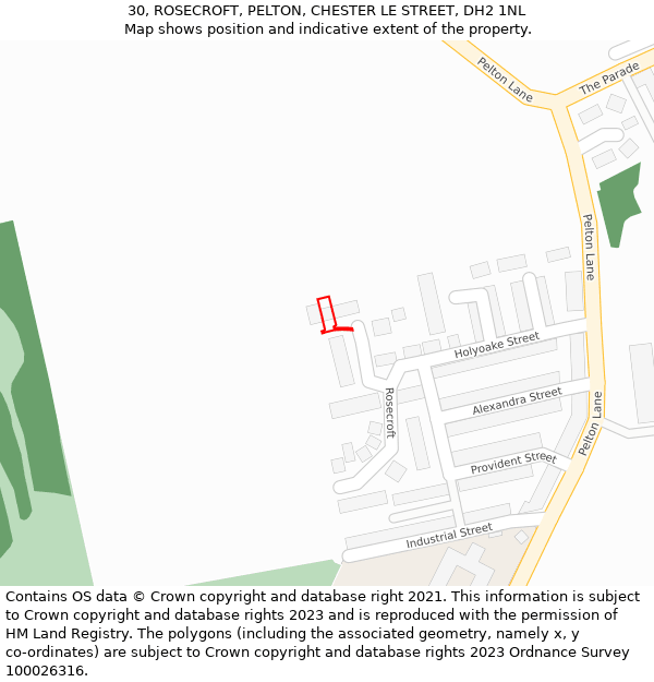 30, ROSECROFT, PELTON, CHESTER LE STREET, DH2 1NL: Location map and indicative extent of plot