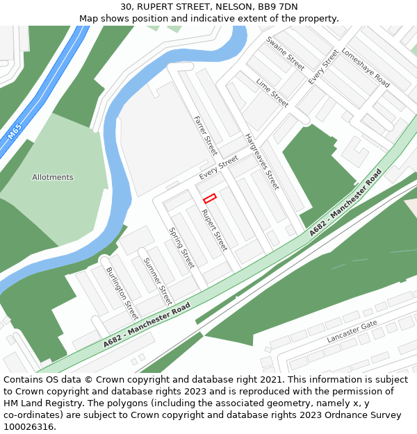 30, RUPERT STREET, NELSON, BB9 7DN: Location map and indicative extent of plot