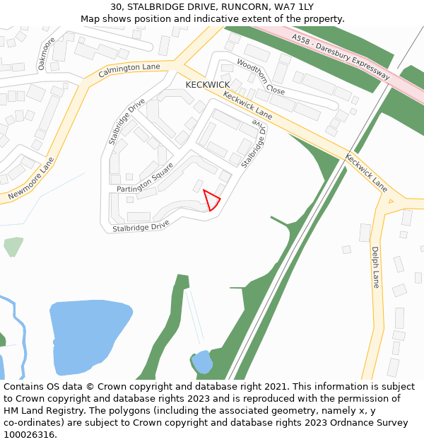 30, STALBRIDGE DRIVE, RUNCORN, WA7 1LY: Location map and indicative extent of plot