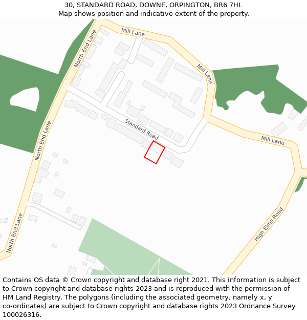 30, STANDARD ROAD, DOWNE, ORPINGTON, BR6 7HL: Location map and indicative extent of plot