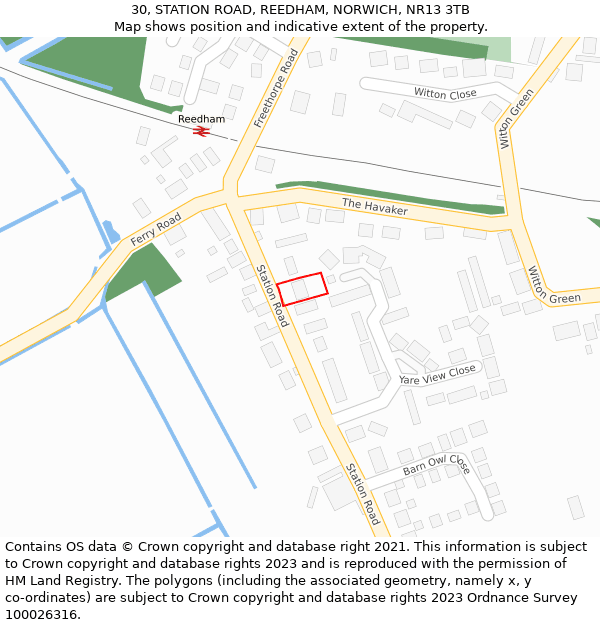 30, STATION ROAD, REEDHAM, NORWICH, NR13 3TB: Location map and indicative extent of plot