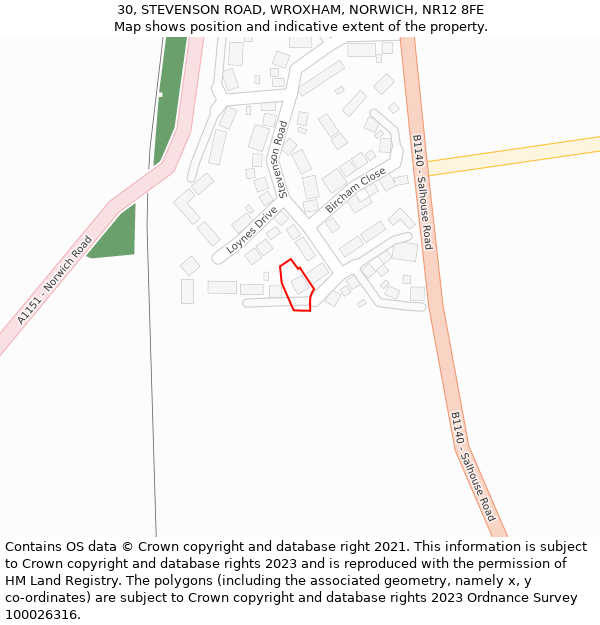 30, STEVENSON ROAD, WROXHAM, NORWICH, NR12 8FE: Location map and indicative extent of plot