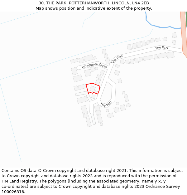 30, THE PARK, POTTERHANWORTH, LINCOLN, LN4 2EB: Location map and indicative extent of plot